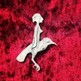 WITNESS brooch, 925 Silver.. sand cast,