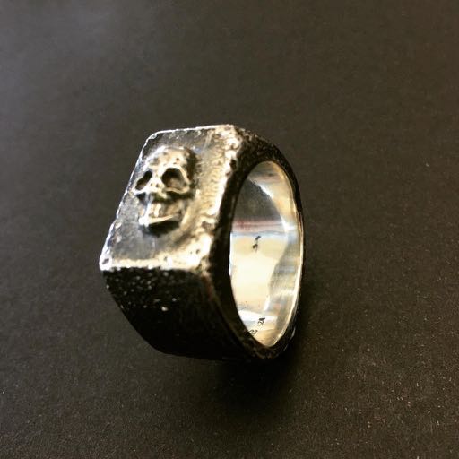 MEMENTO MORI Ring.. Sand-cast Silver