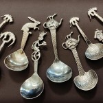 Sterling silver Tea Caddy Spoons..Sandcastle, forged and fabricated