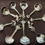 Sterling silver Tea Caddy Spoons..Sandcastle, forged and fabricated