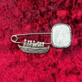 STORM COMING all in the same boat STORY PIN #2 925silver, graphite on enamel, stainless steel pin.