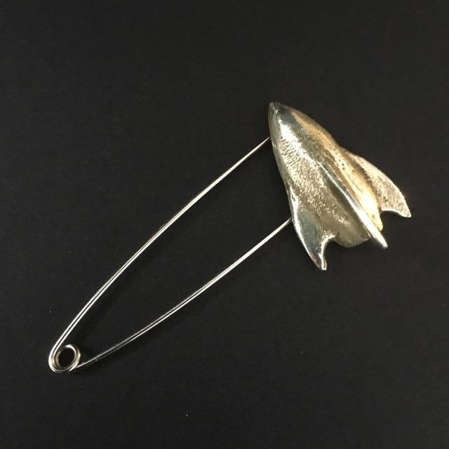 "ROCKET MAN" Sand-cast sterling silver with 1mm stainless steel pin